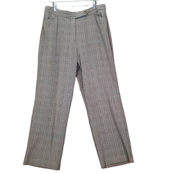 KIM ROGERS Women Pants SZ 18 Relax Wide Leg Plaid Dark Academia Brown Pockets - Picture 1 of 5